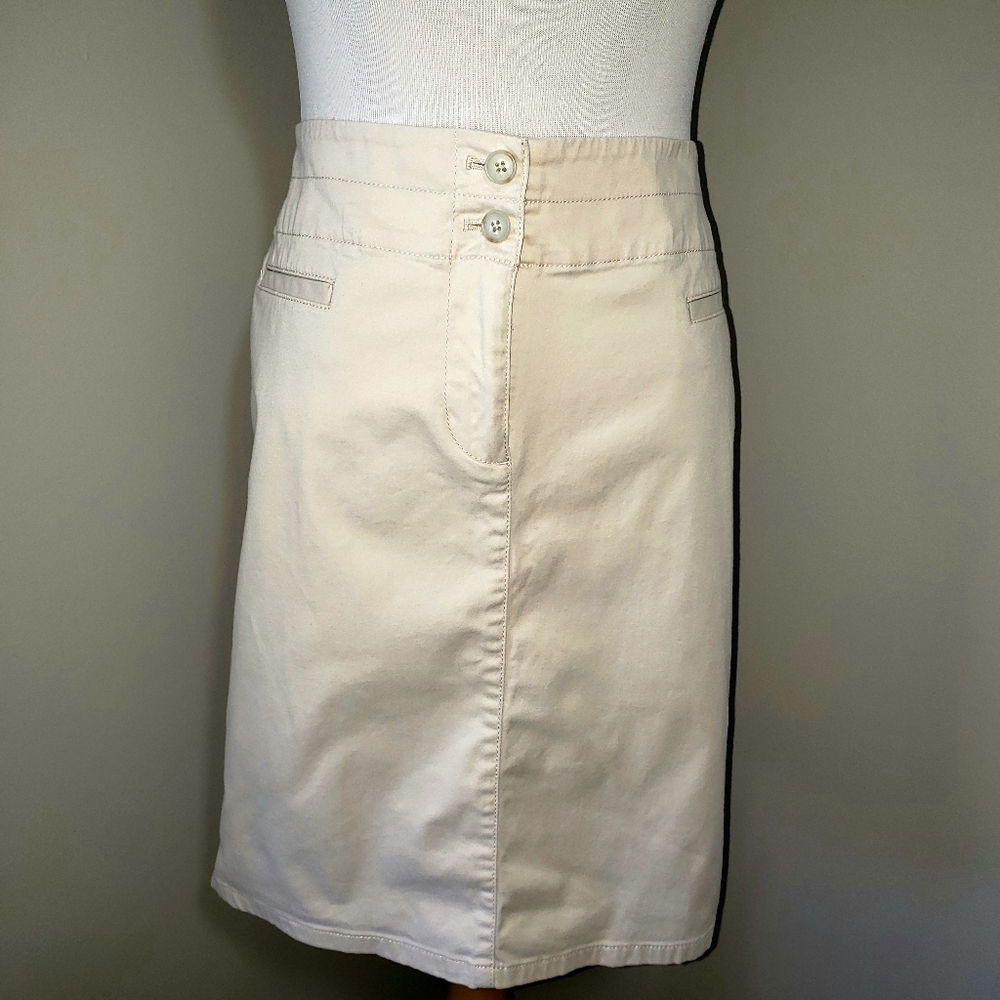 J. Jill Chino Pencil Skirt Beige - EUC - Size 6